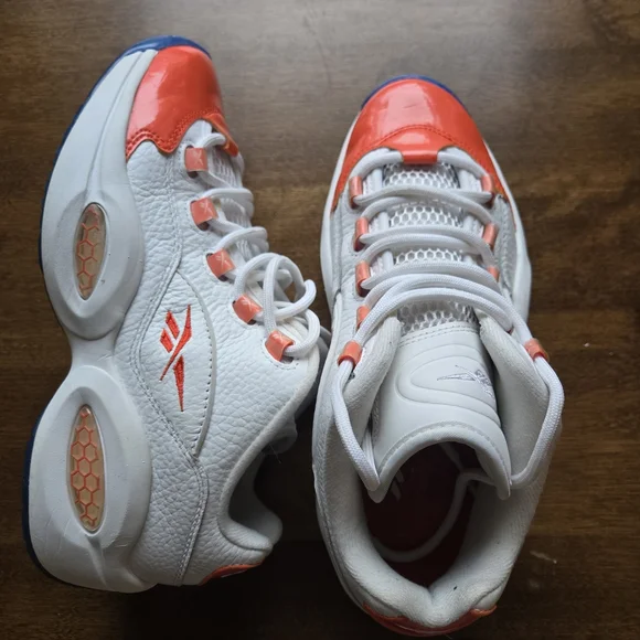 Reebok Allen Iverson Question Mid Sneakers White Orange Navy Men’s 7 / Women’s 8 - Picture 3 of 7